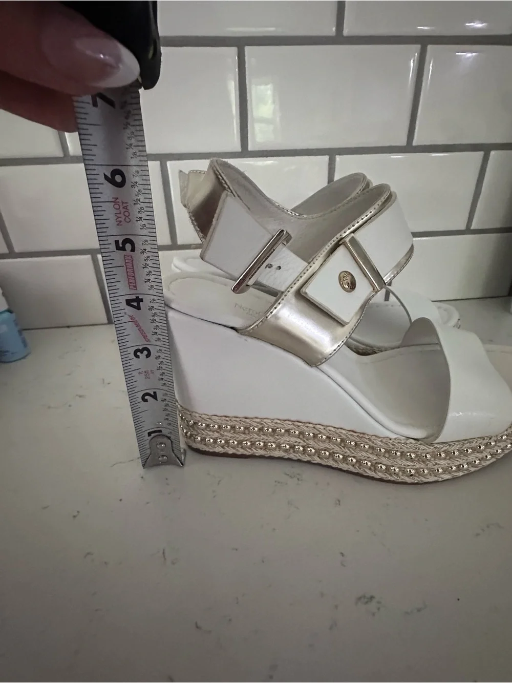 Nero Giardini wedge sandals feature a studded espadrille platform Size 37